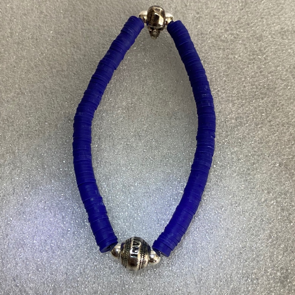 Invicta Bracelet Blue Stretch with Skull Pendant